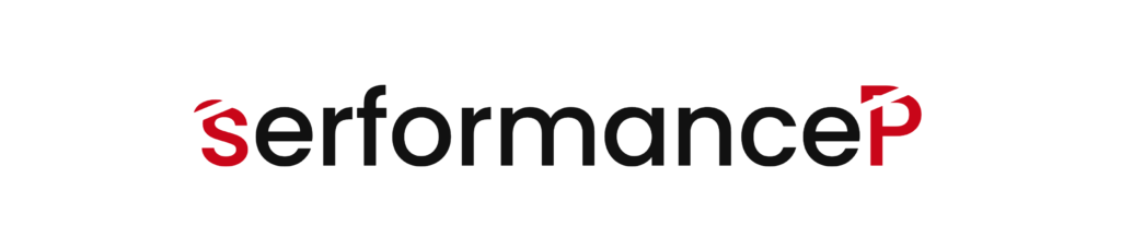 SerformanceP — logotipo. Em "performances", o P inicial e o s final trocam de lugar e passam a ler SP, de São Paulo.
