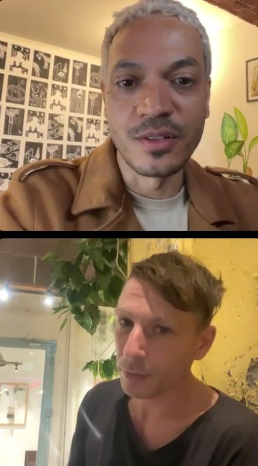 Captura da live SerformanceP Talks no Instagram: Riccardo Matlakas e a SerformanceP conversam em tela dividida